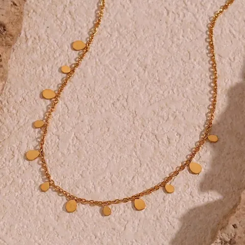 Collana con Pendente a Goccia in Acciaio Inossidabile Placcato Oro 18K Catena Sottile Minimalista Gioielli da Donna Ufficio