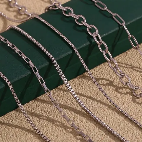 Collier Chaîne Minimaliste Acier Inoxydable 316L Bijoux Résistant À L'eau Pour Femmes Hommes Simple
