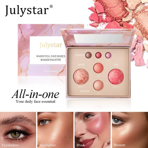 Παλέτα Baked Face Basics Λάμψη Μάρμαρο Ρουζ Highlighter Bronzer Σκιά Ματιών Παλέτα Μακιγιάζ Όλα σε Ένα Γυναικείο Δώρο