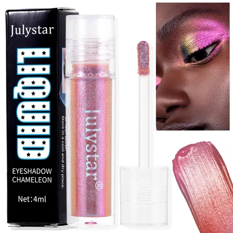 Julystar Ombretto Liquido Camaleonte Polarizzato Multicolore Brillantini Impermeabile Lunga Durata Trucco Metallico