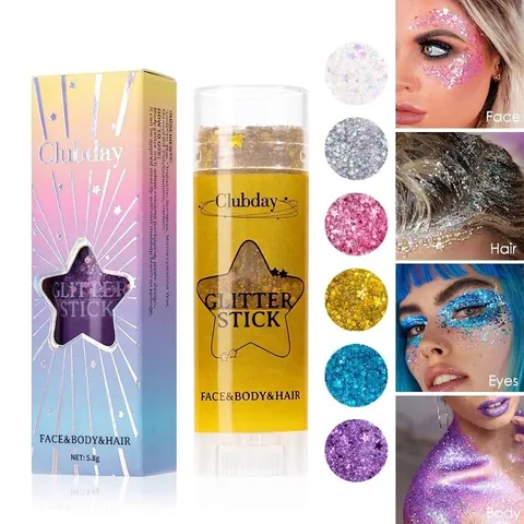 Clubday Stick Glitter Viso Corpo Capelli Gel Paillettes Scintillanti Trucco Stick Per Feste Festival Rave Cosmetico