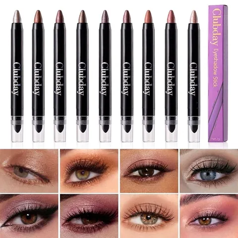 Clubday Stick à Paupières Scintillant à Double Tête Imperméable Longue Durée Crayon à Paupières Illuminateur Maquillage Yeux