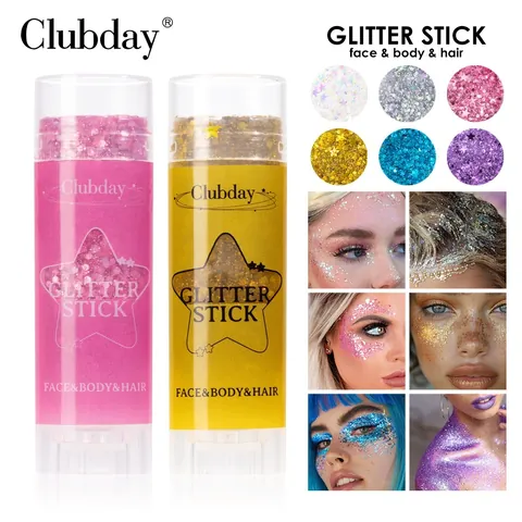 Clubday Stick Glitter Viso Corpo Capelli Gel Paillettes Scintillanti Trucco Stick Per Feste Festival Rave Cosmetico