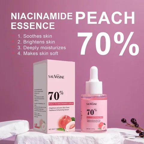Sauvasine Pfirsich Niacinamid Serum Aufhellende Feuchtigkeitsspendende Gesichtsessenz Für Dunkle Flecken Und Barriere-Reparatur