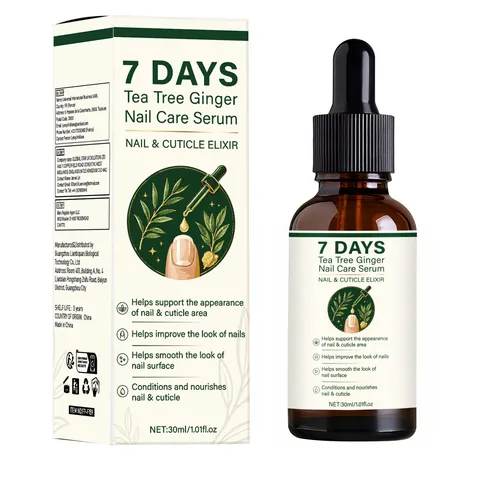 Tea Tree Ginger Nail Care Serum Nourishing Repairing Treatment For Cuticles And Damaged Nails Essential Oil Glass Bottle