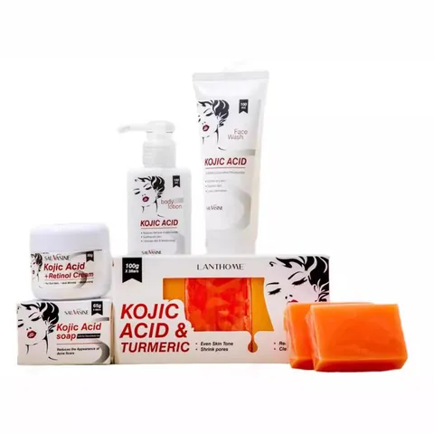 Cuidado de la Piel Iluminador con Ácido Kójico y Cúrcuma Limpiador Loción Corporal Crema Facial Jabón en Barra Hidratante