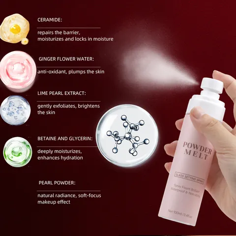 Powder Melt Glass Setting Spray Long Lasting Waterproof Oil Control Moisturizing Face Makeup Finish Spray For Women