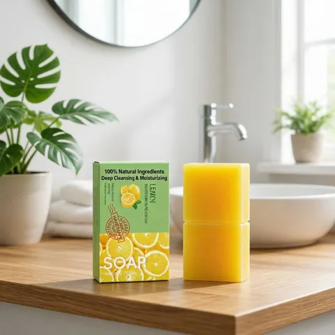 Natural Lemon Ginger Turmeric Kojic Acid Handmade Soap For Skin Brightening Deep Cleaning Moisturizing Face Body Bath Soap