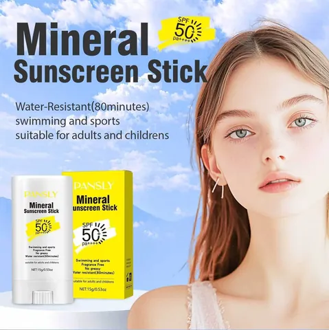 PANSLY Barra Solar Mineral FPS 50+ PA++++ Impermeable 80min No Graso Sin Fragancia Barra de Protección Solar Cara Cuerpo