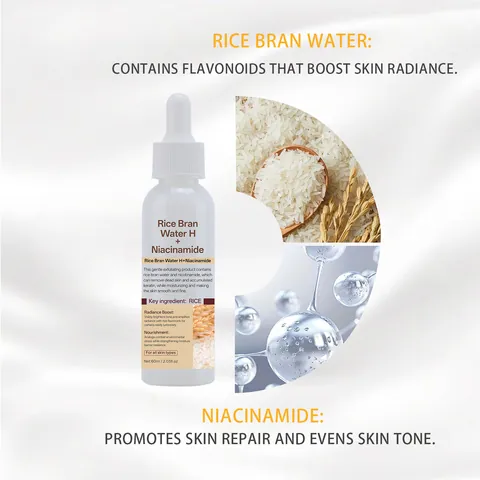 Rice Bran Water Niacinamide Exfoliating Ampoule Gentle Dead Skin Cell Removal Brightening Nourishing Face Skincare Serum