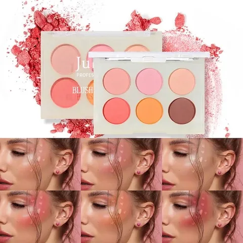 Palette de Blush Mat Professionnelle 6 Couleurs Poudre de Contouring Visage Palette d'Ombres à Paupières 3D Kit de Maquillage Rouge Longue Durée pour Femmes