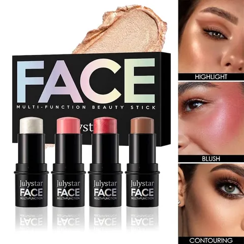 Set de Barras de Maquillaje Facial Multifunción Barra de Contorno Iluminador Colorete Mate Conjunto Cosmético Profesional de Larga Duración Impermeable