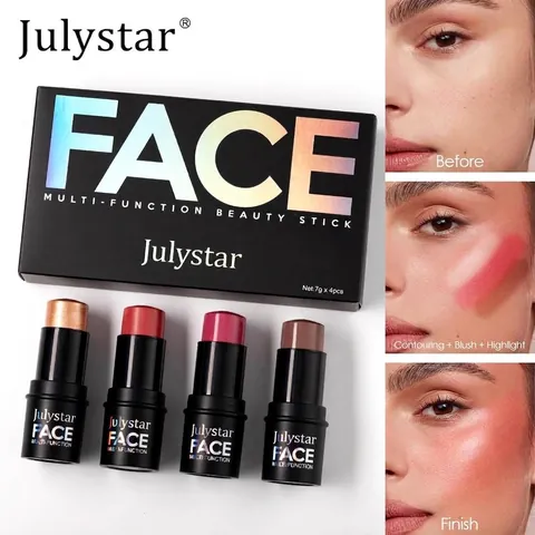 Set de Barras de Maquillaje Facial Multifunción Barra de Contorno Iluminador Colorete Mate Conjunto Cosmético Profesional de Larga Duración Impermeable
