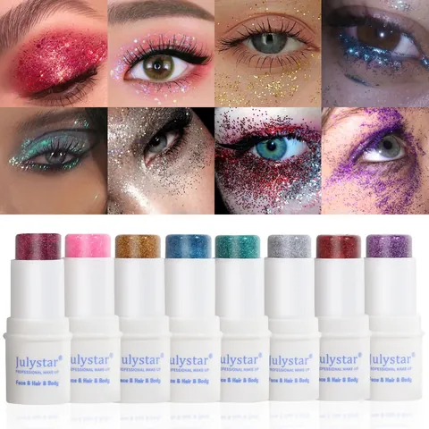 Julystar Face Hair Body Glitter Stick Professional Multicolor Shimmer Makeup Gel For Stage Party Wedding Decoration