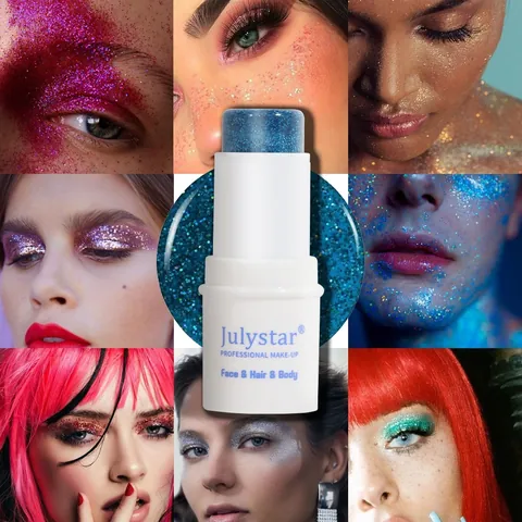 Julystar Face Hair Body Glitter Stick Professional Multicolor Shimmer Makeup Gel For Stage Party Wedding Decoration