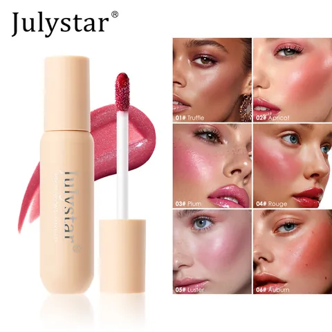 Julystar Shimmer Liquid Blush Pearlescent Natural Glow Long Lasting Easy Blend Face Makeup Blusher For Women Daily Beauty