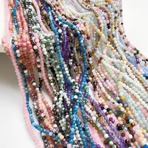 3mm Perline Sfuse in Pietra Naturale Sfaccettata per Creazione Gioielli Fai da Te Bracciale Collana Orecchini Perline Pietra Colorata