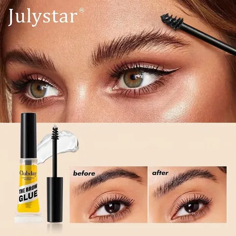 Clubday Transparent Eyebrow Glue Extreme Hold Long Lasting Clear Brow Sculpting Gel With Brush For Laminated Look Eyebrow Sculpting Gel