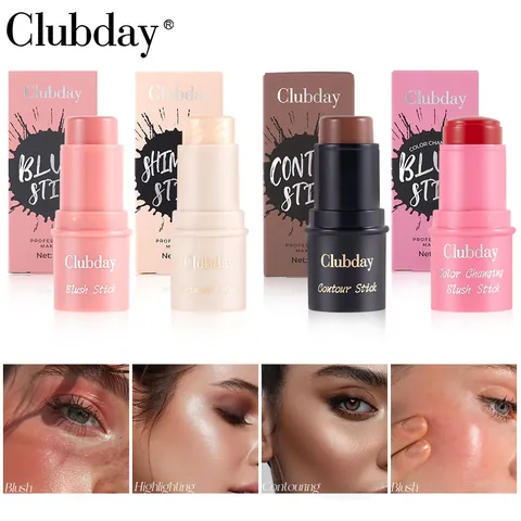Clubday Natural Matte Jelly Blush Stick Long Lasting Waterproof Highlighter And Contour Stick For Women Face Makeup