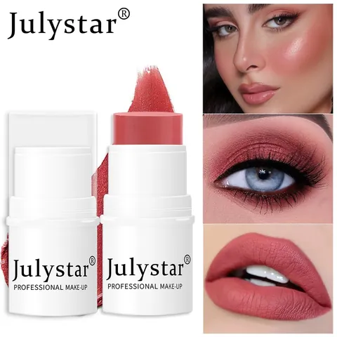 Julystar Matte Blush Stick Highlighter And Contour Multi-Stick Cream Blusher For Face Eyes Lips Long Lasting Makeup Stick