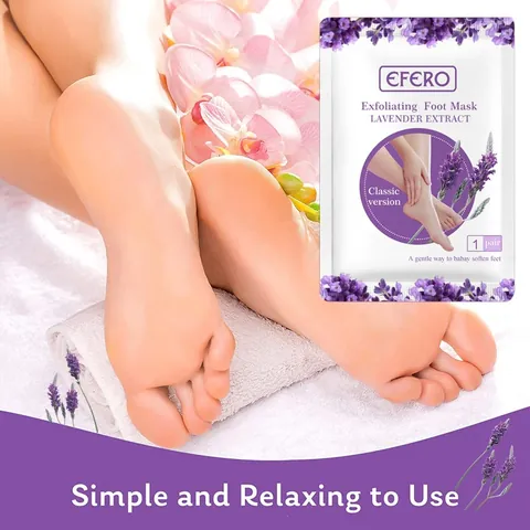 EFERO Lavender Exfoliating Foot Mask Peeling Dead Skin Soften Keratin Lavender Extract Foot Care Peel Mask For Smooth Feet