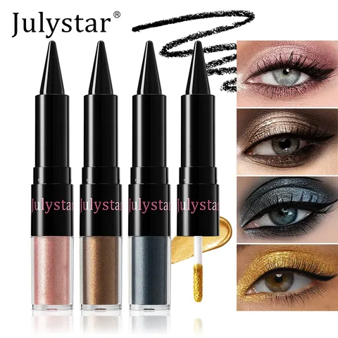 Stick Trucco Occhi a Doppia Estremità Julystar Ombretto Liquido Luccicante Eyeliner Nero Opaco Strumento Cosmetico Professionale a Lunga Durata