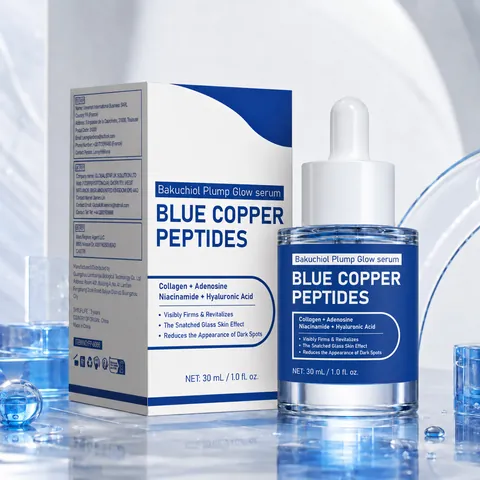 Blaue Kupferpeptide Serum GHK-Cu Kollagen Gesichtsserum Bakuchiol Adenosin Niacinamid Hyaluronsäure Straffende Aufhellende Hautpflege Essenz