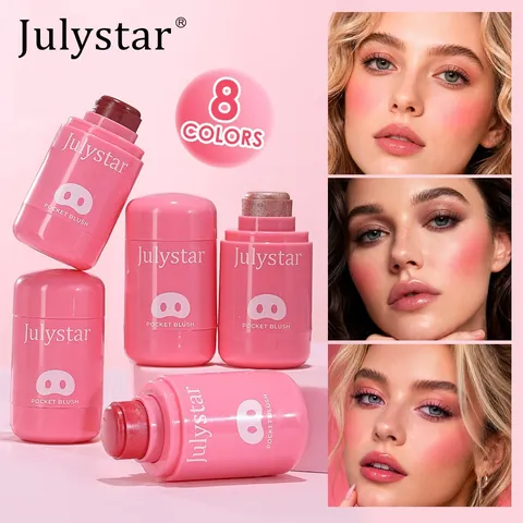 Julystar Pocket Blush Stick For Lips And Cheeks Natural Dewy Finish Colors Waterproof Long Lasting Cream Blush Makeup