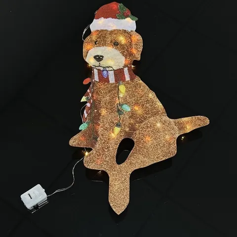 Segnaposto da Giardino Cane di Natale Luminoso in Acrilico LED Golden Retriever Con Sciarpa Cappello Decorazione per Esterni