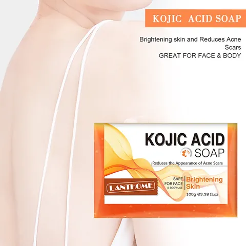 Lanthome Kojic Acid Soap Brightening Skincare Soap Organic Vegan Vitamin E Cleansing Bar For Face Body Acne Scars LBQ8707