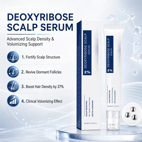 Sérum pour Cuir Chevelu à la Désoxyribose 20ml pour la Densité Capillaire Avec Masseur à Trois Billes Traitement à la Biotine Exosome