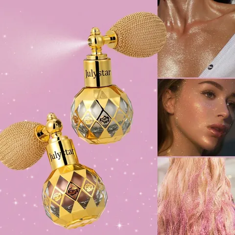 Ultrafeines Glitzer-Highlighter-Puderspray Vintage-Airbag-Pumpe Schimmer Gesicht Körper Haar Make-up-Tool Kosmetik Damen Hochzeit
