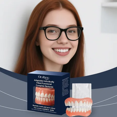 Oralhoe Denture Modification Set Realistic Teeth Braces with Gutta Percha Beads for Perfect Smile Comfortable Fit Resin Teeth for Adults