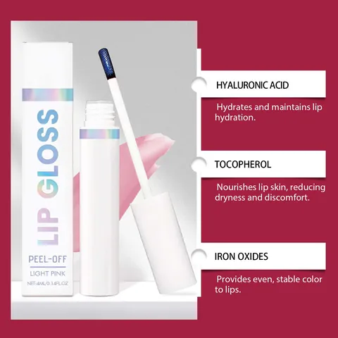 Lucidalabbra Peel-Off Lunga Durata Impermeabile Tinta Labbra Naturale Nutriente Rosa Chiaro Rossetto Liquido per Trucco Donna