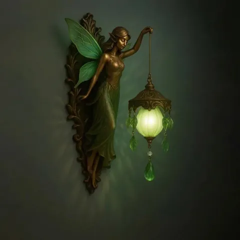 Mermaid Poseidon Art Wall Lamp Creative Nautical Bohemian Resin Figure Wall Sconce Mythical Fairy Angel Vintage Home Decor