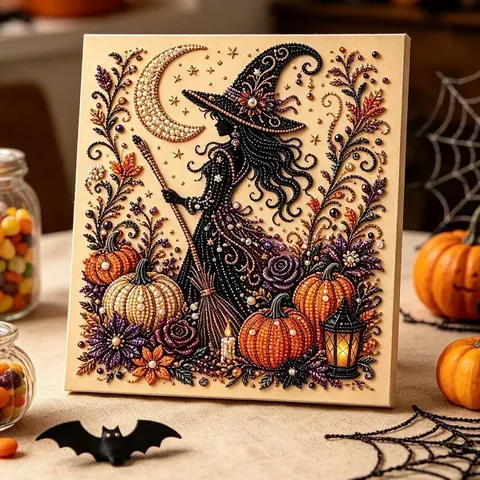 Kit de Arte de Perlas DIY Halloween Pintura 3D Perlas Artificiales Material de Acrílico Hecho a Mano Calabaza Fantasma