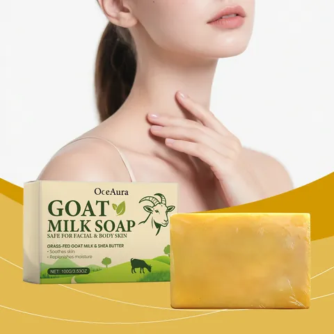 OceAura Goat Milk Moisturizing Soap Shea Butter Vitamin E Gentle Skin Cleansing Bar Long Lasting Fragrance Daily Body Wash Soap