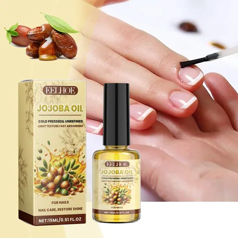 EELHOE Jojoba Nail Oil For Cuticle Care Strengthening Deep Moisturizing Cold Pressed Organic Nail Essential Oil For Women