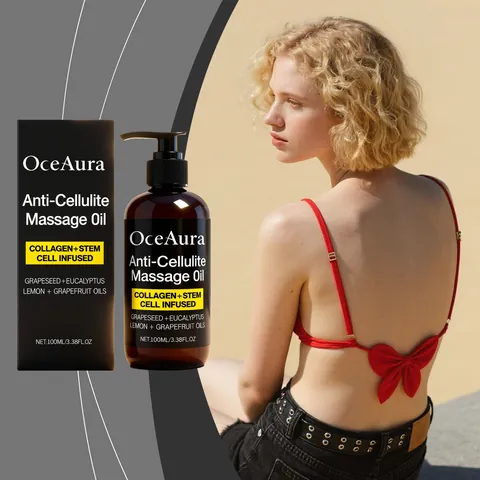 OCEAURA Aceite de Masaje Corporal Anti-Celulitis para Mujer Colágeno Células Madre Firmeza Hidratante Aceite Esencial