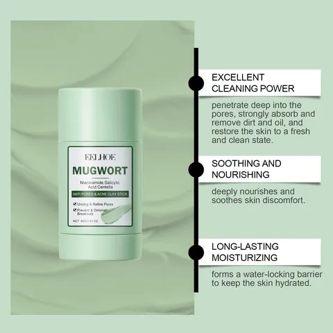 Stick Maschera all'Argilla all'Artemisia Pulizia Profonda Rimozione Punti Neri Restringimento Pori Niacinamide Acido Salicilico