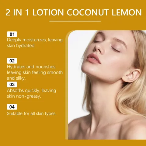 OceAura 2 In 1 Lemon Body Lotion Hydrating Nourishing Skin Brightening Improving Elasticity Gentle Formula For All Skin Types Skincare