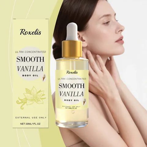 Roxelis Smooth Aceite Corporal de Vainilla Fragancia Concentrada Hidratante Aceite Nutritivo para el Cuidado de la Piel Mujer Piel Suave y Radiante
