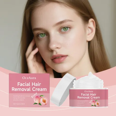 OceAura Crema Depilatoria Viso Delicata al Profumo di Pesca per Donna Pulizia Peli Labbro e Viso Trattamento Idratante