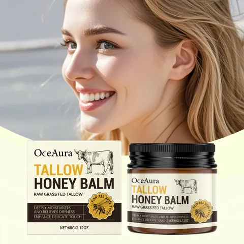 OCEAURA Baume au Suif et Miel Nourri à l'Herbe Hydratant Nourrissant Crème Visage Réparatrice pour Tous Types de Peau
