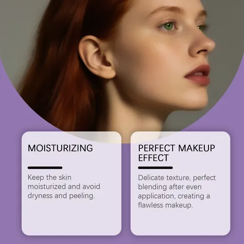 Fond de Teint Coussin Correcteur Violet Texture Crémeuse Lisse Minimisant les Pores Longue Durée Maquillage Femmes