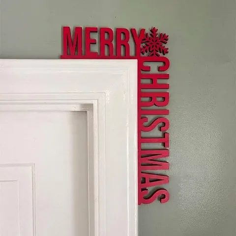 Christmas Door Frame Corner Decoration Wooden Merry Christmas Sign L-Shaped Hanging Ornament For Holiday Home Wall Decor Art