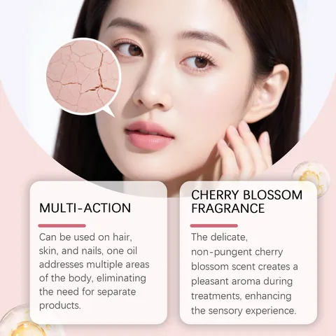 Viareline Flor de Cerezo Aceite de Cuidado Multiacción Para Piel Cabello Y Uñas Aceite Esencial Hidratante Para Masaje Corporal