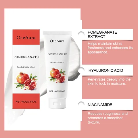 OceAura Pomegranate Body Lotion Hydrating Skin Niacinamide Hyaluronic Acid Nourishing Hand Body Care Daily Moisturizing Cream