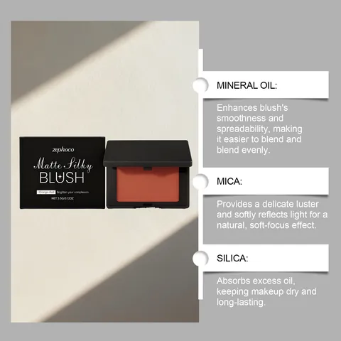 Zephoco Palette Fard à Joues Mat Soyeux Naturel Longue Durée Maquillage Visage Poudre Fine Lisse Cosmétique Pour Femme Quotidien
