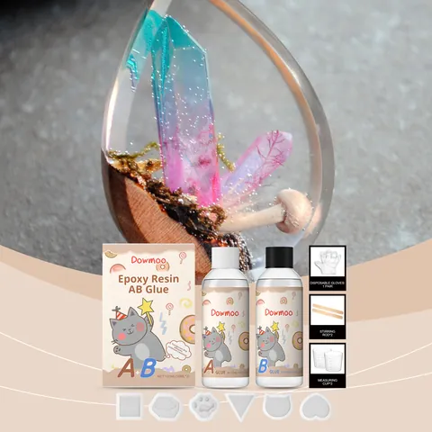DIY Clear Epoxy Resin Kit Transparent Quick Drying Crystal Drip Glue Set for Jewelry Making with Molds Stirring Rods Tools